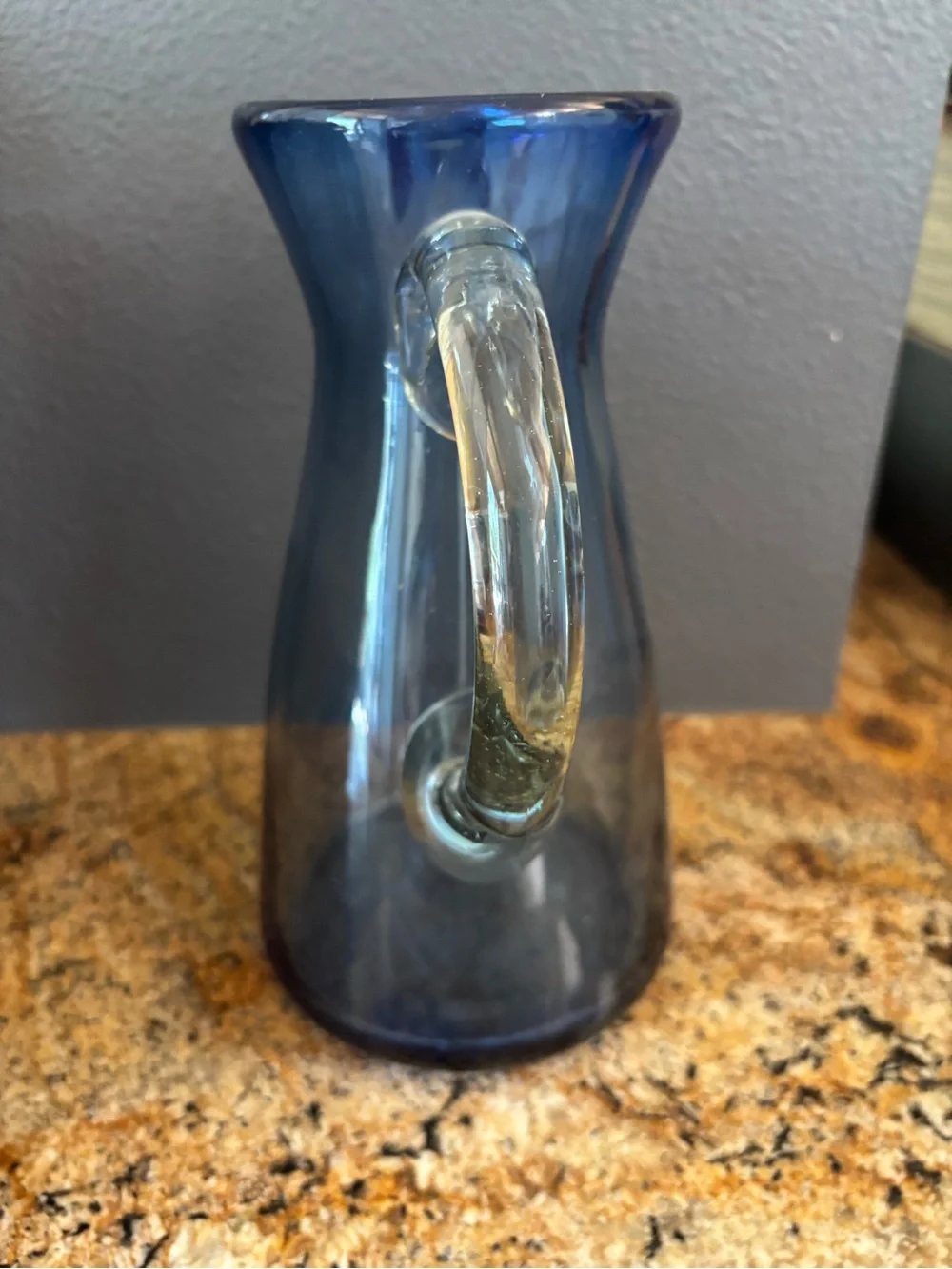 Pottery Barn Handcrafted Recycled Glass Drink Pitcher Blue NWOT